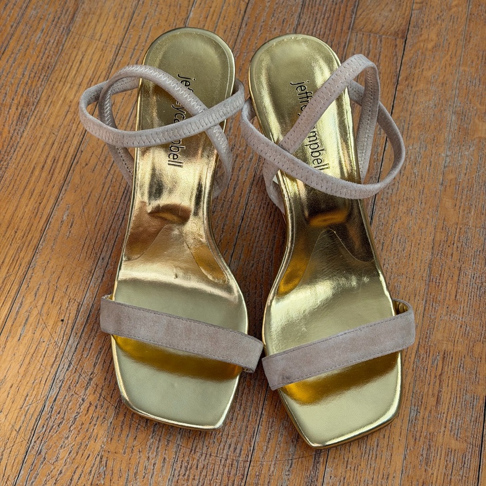 Jeffrey Campbell Gold and Beige Heels Size 5.5